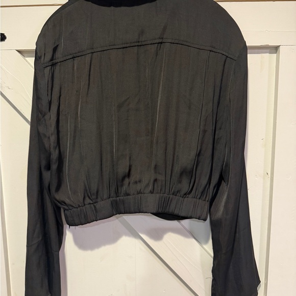 TCEC Cropped Wrap Blouse | Black Long Sleeve Twist Front - Picture 2 of 6